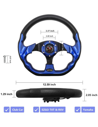 Rueda de dirección universal 31.75 cm vcoyeix azul para carrito de golf
