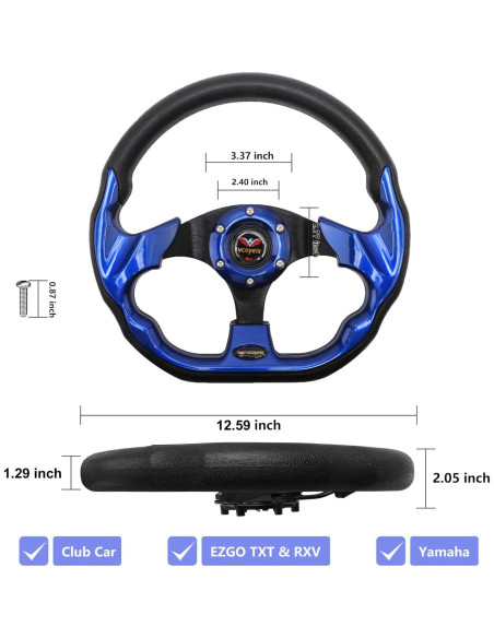 Rueda de dirección universal 31.75 cm vcoyeix azul para carrito de golf