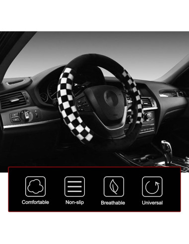 Funda de Volante Diamall Estilo Cuadros Universal Negro