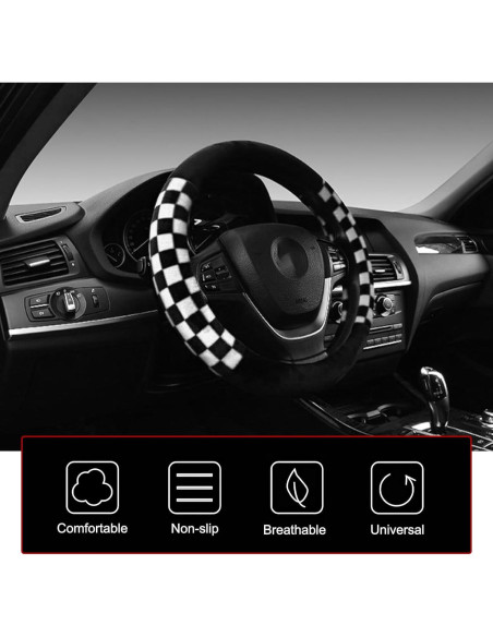 Funda de Volante Diamall Estilo Cuadros Universal Negro