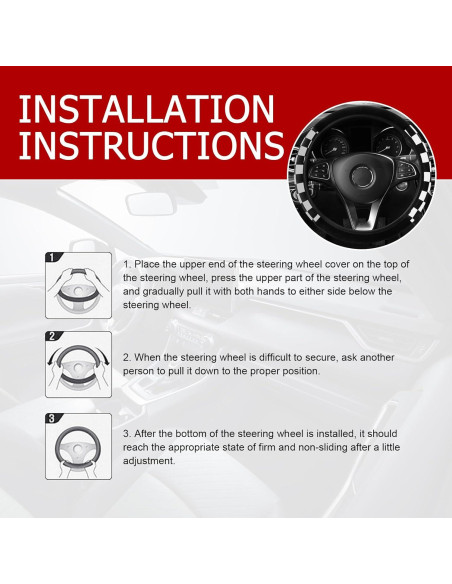 Funda de Volante Diamall Estilo Cuadros Universal Negro