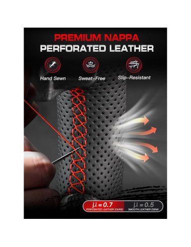 Volante Calentado TESFEEL para F-150 Raptor 2017-2020 D-Rojo