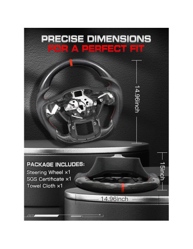 Volante Calentado TESFEEL para F-150 Raptor 2017-2020 D-Rojo