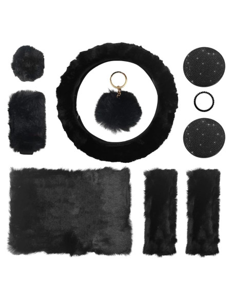 Juego de Fundas de Volante Esponjosas Povtii 10 Piezas Negro