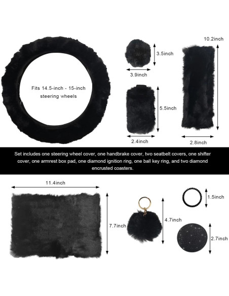 Juego de Fundas de Volante Esponjosas Povtii 10 Piezas Negro