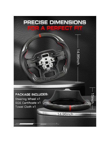 Volante de Fibra de Carbono TESFEEL para Ford F-150 2021-2024