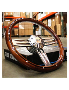 Volante de Dirección Newworldmotoring 14" Madera y Aluminio