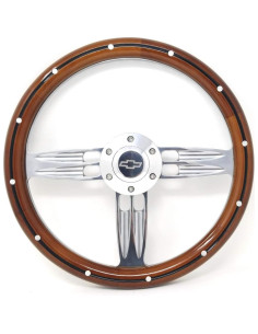 Volante de Dirección Newworldmotoring 14" Madera y Aluminio 2