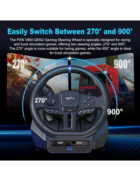 Volante de Carreras PXN V900 GEN2 con Pedales RGB y App