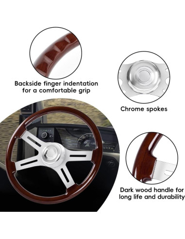 Volante de Camión RASTP 45.72 cm Madera y Aluminio 4 Radios