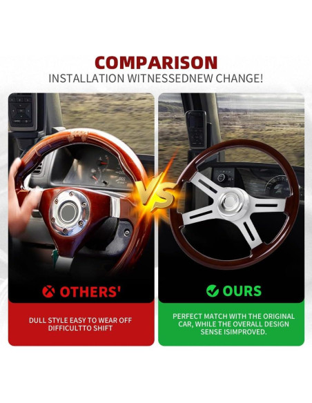 Volante de Camión RASTP 45.72 cm Madera y Aluminio 4 Radios