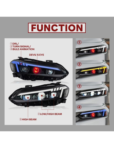 Faros LED COOLCMP para Honda Civic 11 Gen 2022-2025