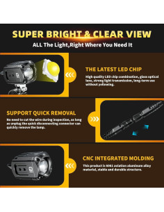 Kit de Luz LED Auxiliar Kewig 60W para Motocicleta Negro 2