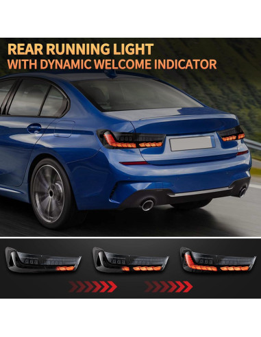 Luces Traseras VLAND para BMW Serie 3 G20 2019-2024, Ahumadas