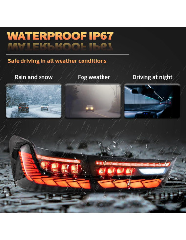 Luces Traseras VLAND para BMW Serie 3 G20 2019-2024, Ahumadas