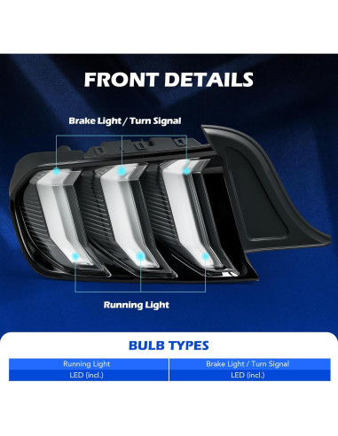 Luces Traseras LED VRC para Ford Mustang 2015-2023