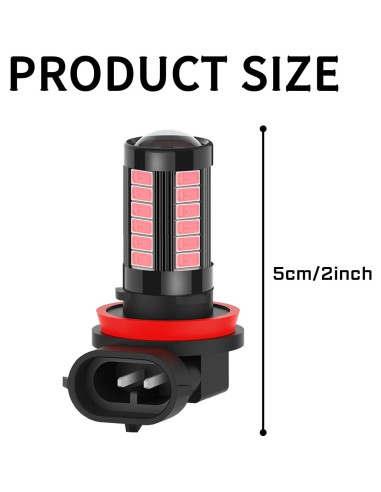 Bombillas de Luz de Niebla LED SamWinGear H11/H8 Rosa 2PCS