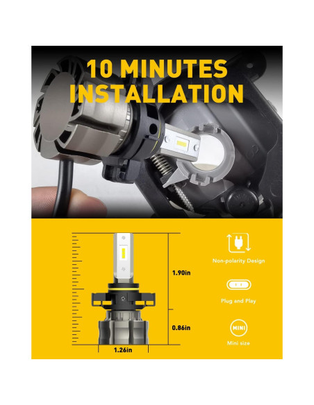 Bombillas LED de Niebla AUXITO 5202 6000LM 6500K Blanco Frío