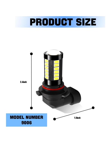 Bombillas Antiniebla LED 9006 FEDOEY 2 PCS 1500 Lúmenes Blanco