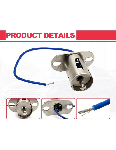 Socket de Bombilla BA15s KEVWR Plateado 2 Piezas para Auto
