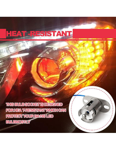 Socket de Bombilla BA15s KEVWR Plateado 2 Piezas para Auto