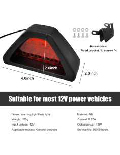 Luz de Freno Estilo F1 Suvnie 12 LED Impermeable Rojo 2