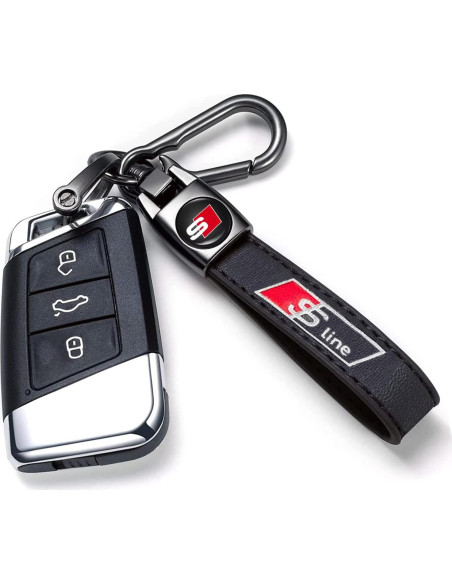 Llave de cuero genuino YUIQIEUY para Audi S Line negro