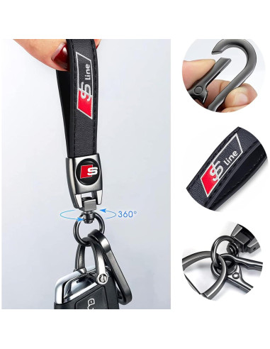 Llave de cuero genuino YUIQIEUY para Audi S Line negro