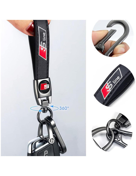 Llave de cuero genuino YUIQIEUY para Audi S Line negro
