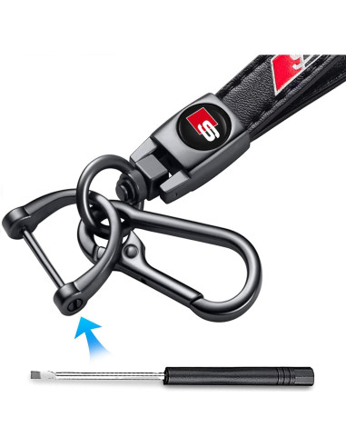 Llave de cuero genuino YUIQIEUY para Audi S Line negro