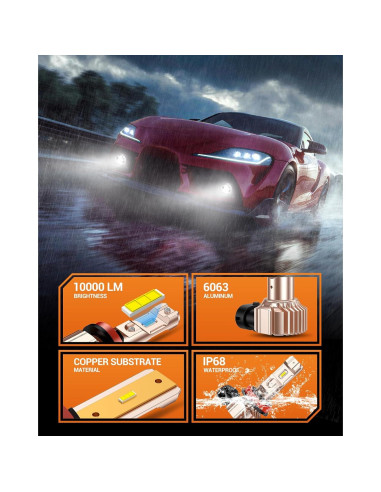 Bombillas LED de Niebla SEALIGHT H11 14000LM 6500K Blanco Frío