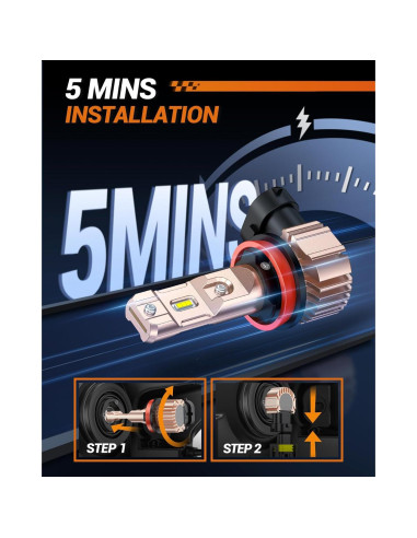 Bombillas LED de Niebla SEALIGHT H11 14000LM 6500K Blanco Frío