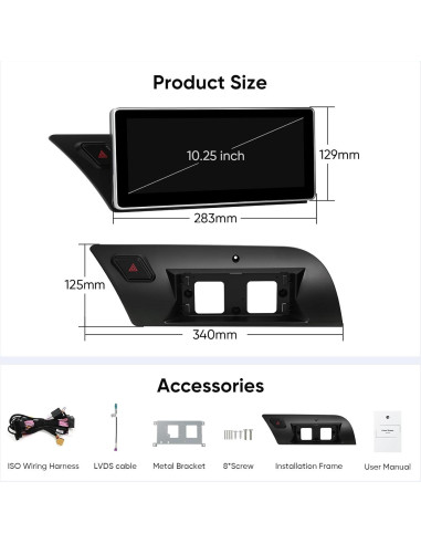 Pantalla Táctil 10.25" AINAVI para Audi A4 A5 S4 S5 2009-2016