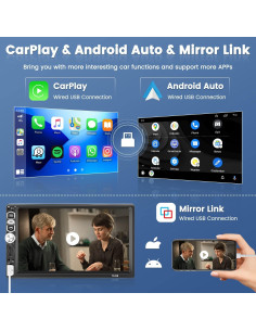 Radio de Coche 1 Din Mantian 7" CarPlay Bluetooth USB AUX 2