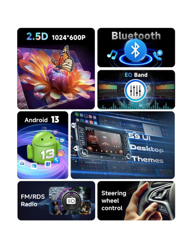 Estéreo de Coche Android 7" 2+64G para VW Jetta Golf Passat