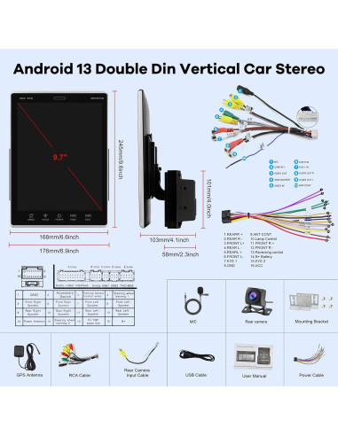Estéreo de coche Android 9.7" EKAT 2GB 64GB GPS Bluetooth