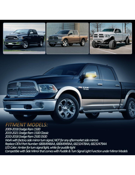 Luces de Señal de Giro LED D-Lumina para Espejos Dodge Ram