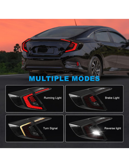 Luces Traseras LED SINYATO para Honda Civic Sedán 2016-2021