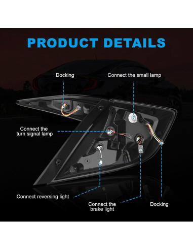 Luces Traseras LED SINYATO para Honda Civic Sedán 2016-2021