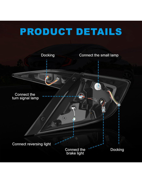 Luces Traseras LED SINYATO para Honda Civic Sedán 2016-2021