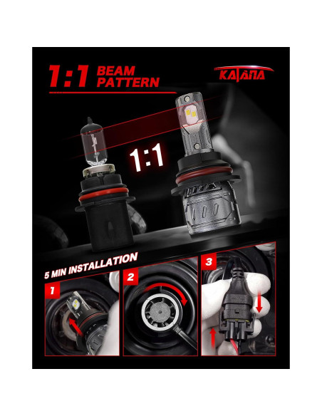 Bombilla de Luz de Niebla Katana 9007 HB5 400% Brillo 6500K