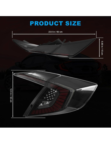 Luces Traseras LED SINYATO para Honda Civic Sedán 2016-2021