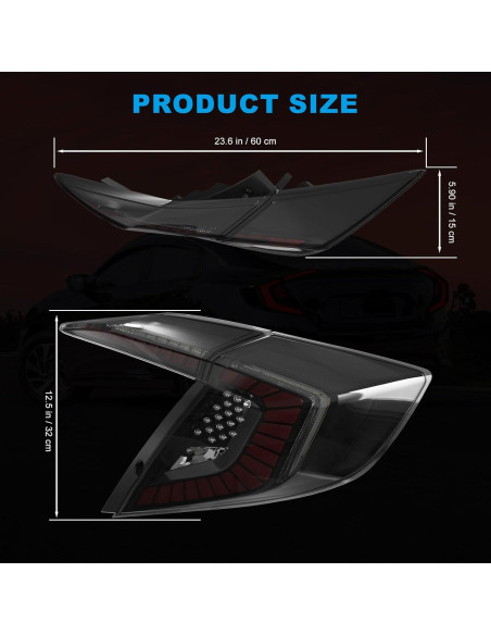 Luces Traseras LED SINYATO para Honda Civic Sedán 2016-2021