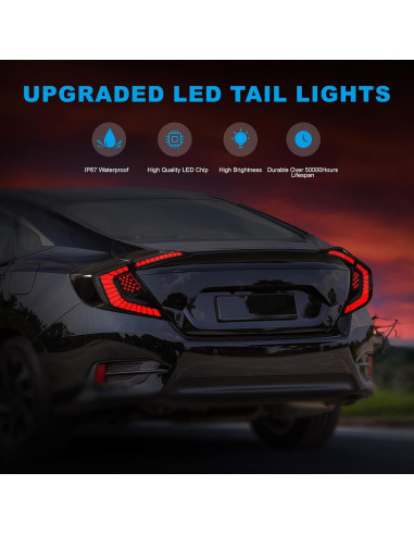 Luces Traseras LED SINYATO para Honda Civic Sedán 2016-2021