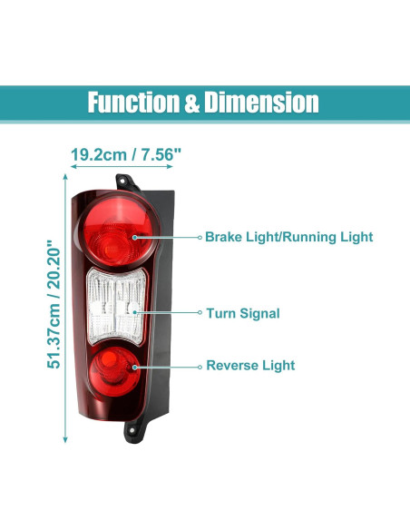Lentes de Luz Trasera uxcell para Peugeot Partner y Citroen Berlingo 2012-2019