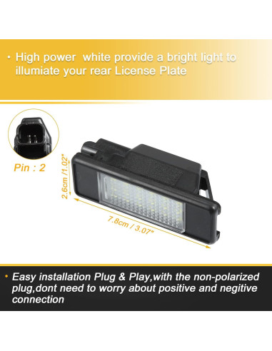 Luz de Placa LED X AUTOHAUX para Peugeot 207/208/308 - Blanca