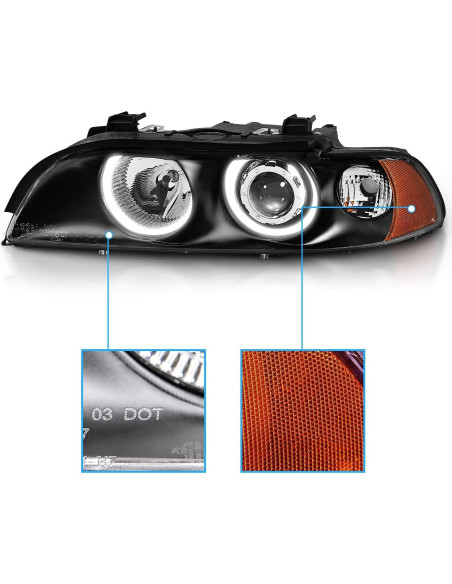 Juego de Faros Halógenos AmeriLite E39 para BMW 5 Series 97-00