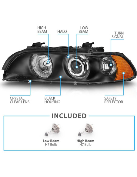 Juego de Faros Halógenos AmeriLite E39 para BMW 5 Series 97-00