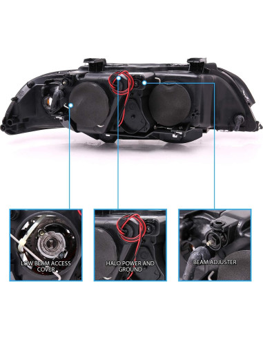 Juego de Faros Halógenos AmeriLite E39 para BMW 5 Series 97-00