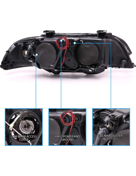 Juego de Faros Halógenos AmeriLite E39 para BMW 5 Series 97-00